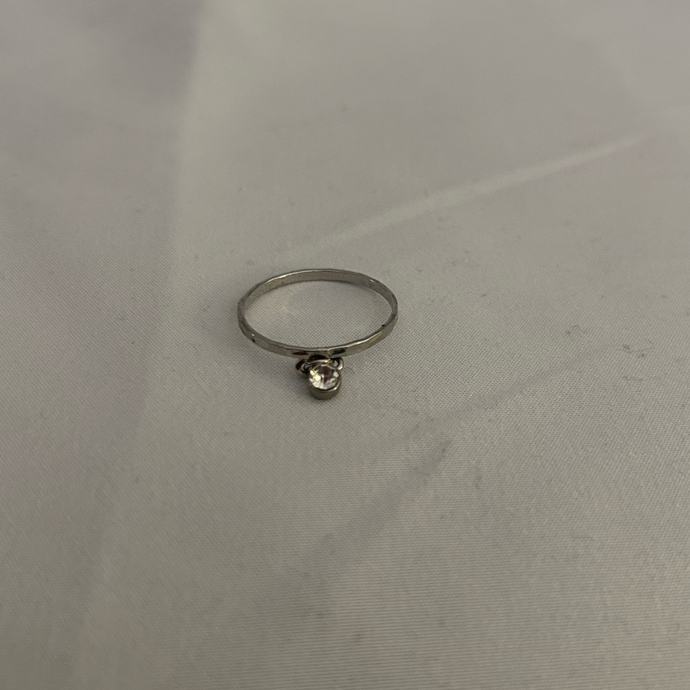 Silver dangling rhinestone ring